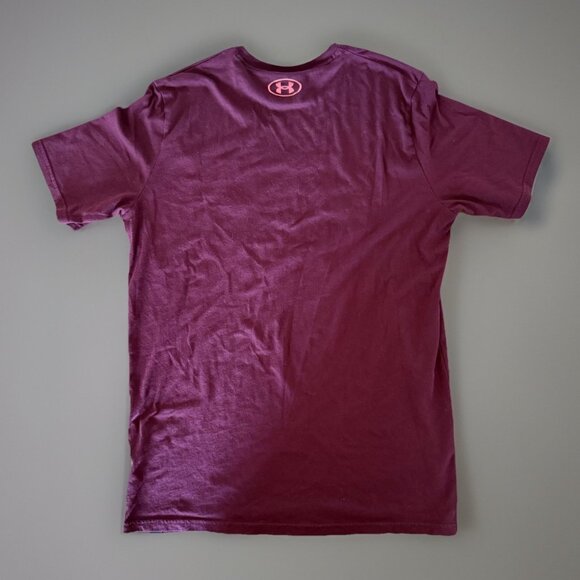 Under Armour Project Rock Shirt Mens Sz M Burgundy Hardest Worker Gym Fitness - Picture 5 of 12